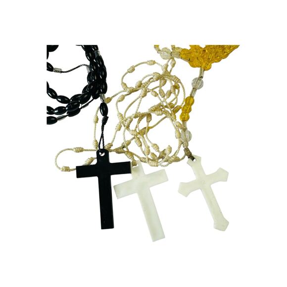 Rosary Lot | Vintage Plastic Prayer Beads | Religious Collectible Crucifix Set - Picture 3 of 3
